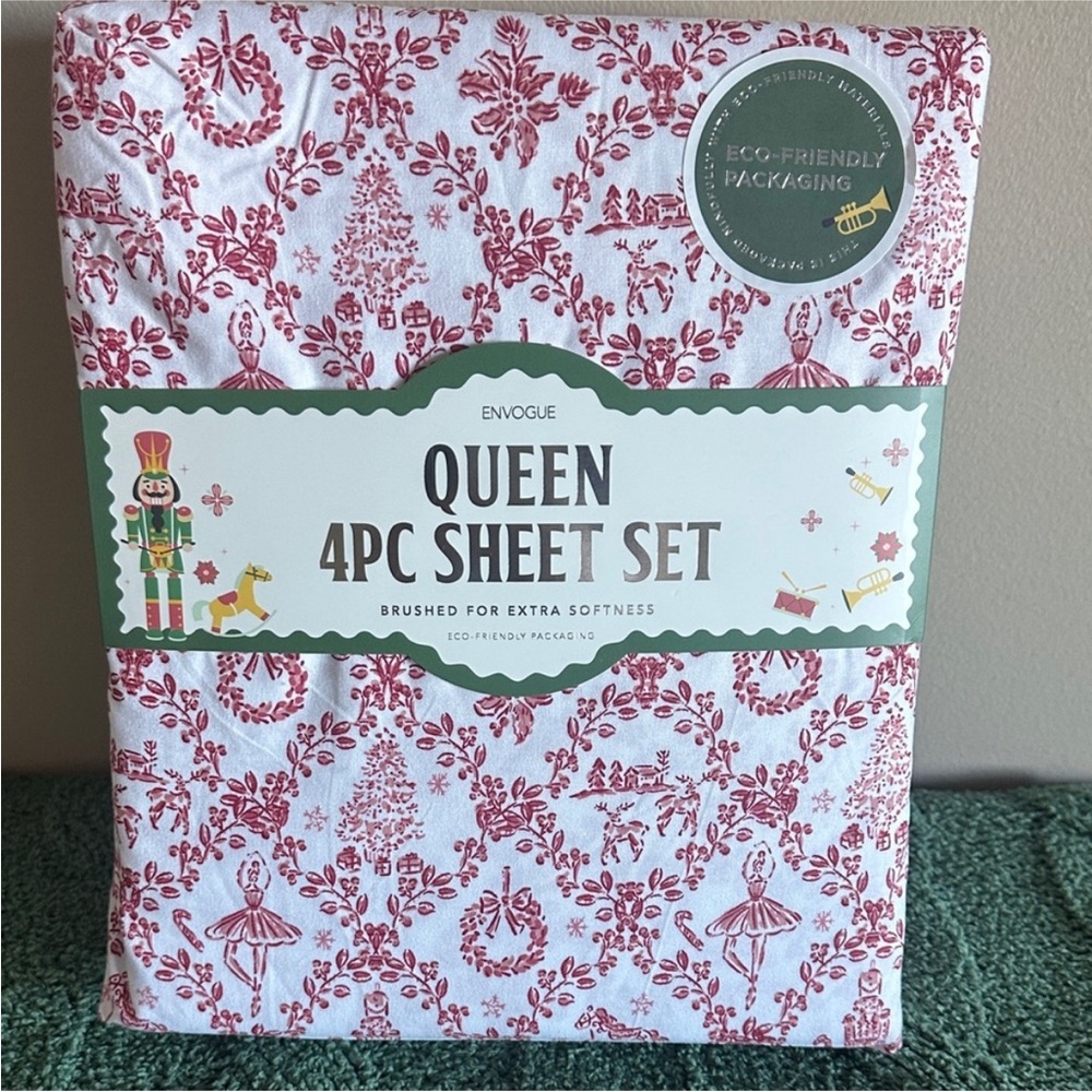 Envogue Red and White Queen Sheet Set